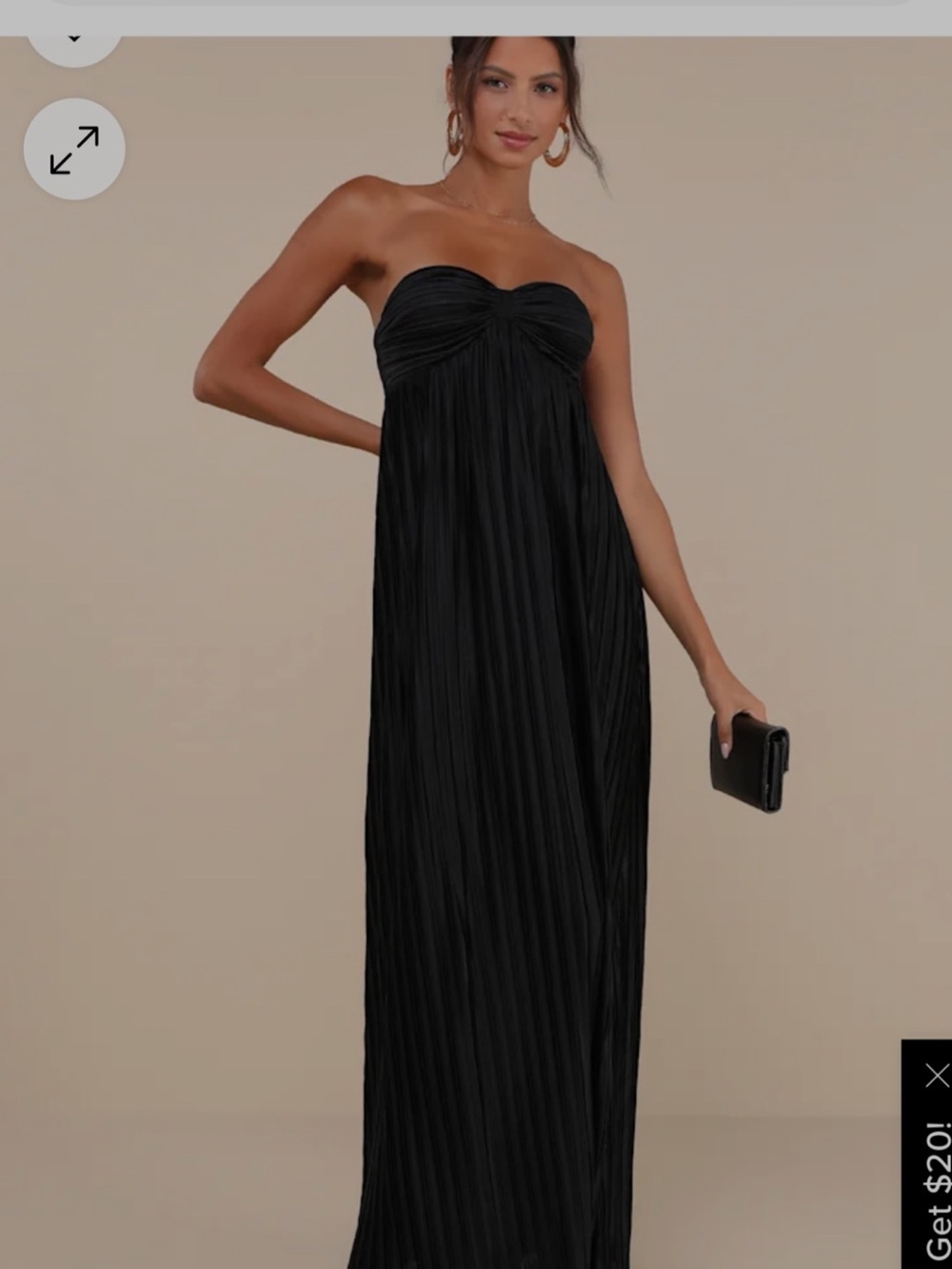 Lulu's Black Strapless Pleated Maxi Dress